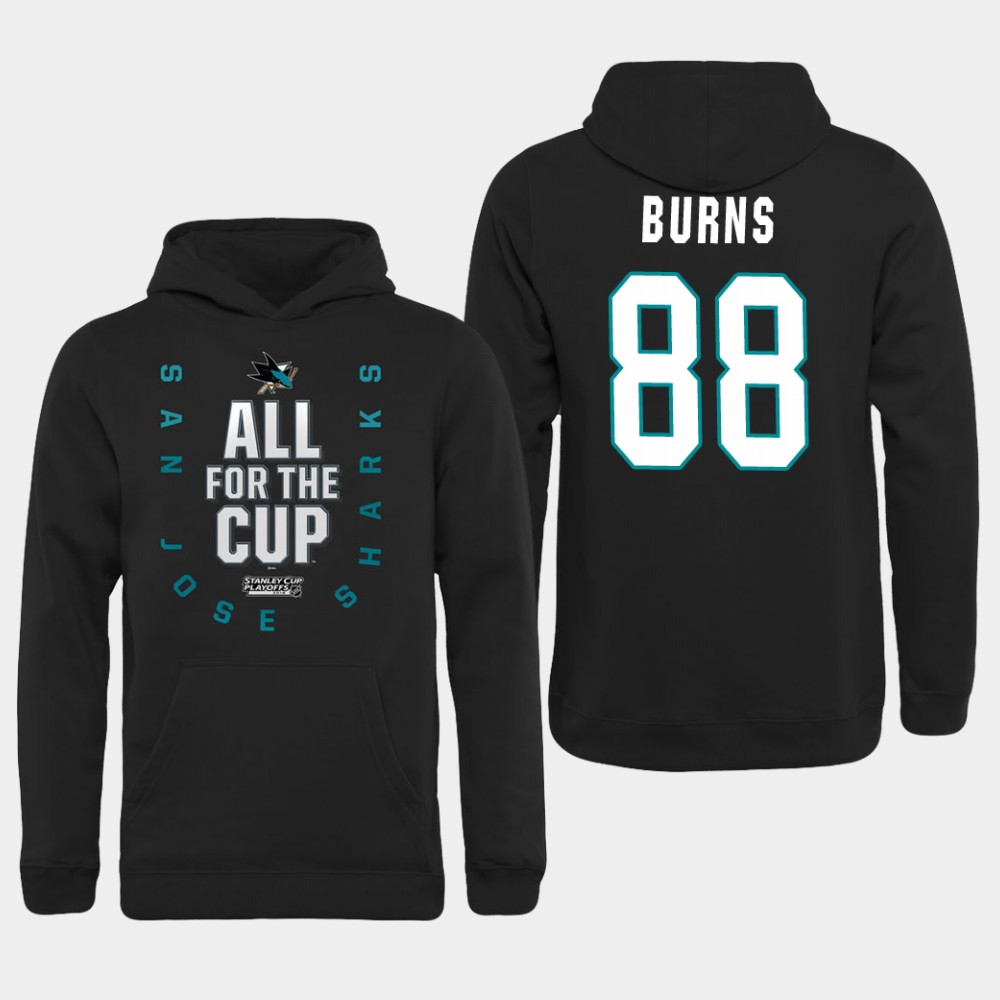 Men NHL Adidas San Jose Sharks 88 Burns black hoodie